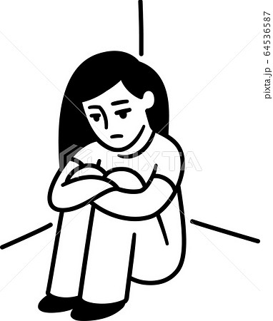 Sad girl sitting in corner - Stock Illustration [64536587] - PIXTA