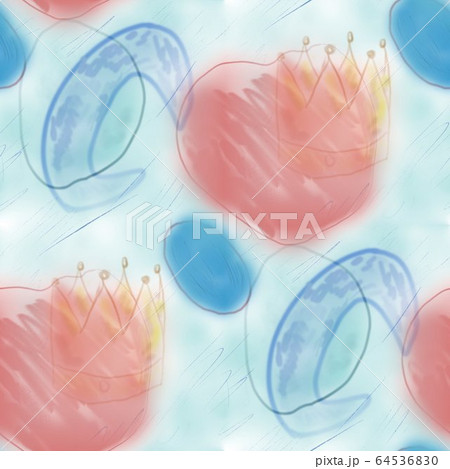 Seamless blue moon crown circle childish pattern abstract art curve for your wallpaper and website background. interesting naive childhood dreams texture concept 64536830