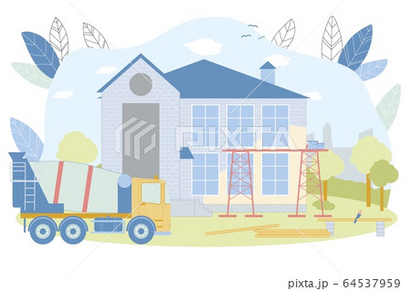 Country House Building Process Facade Wall Paint Country House Building Process Facade Wall Paint 64537959