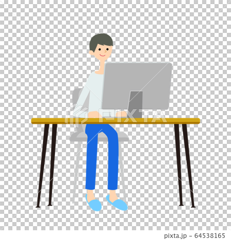 Illustration of a man doing remote work Illustration of a man doing remote work 64538165