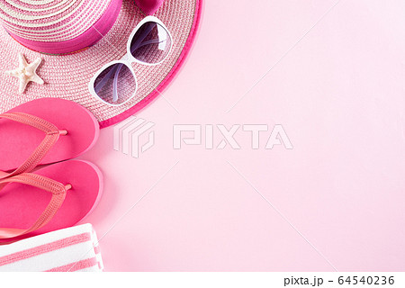 Beach accessories flip flop, sunglasses, starfish, 64540236