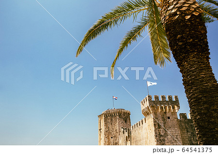 Kamerlengo castle and fortress with farm tree in Trogir, Croatia 64541375
