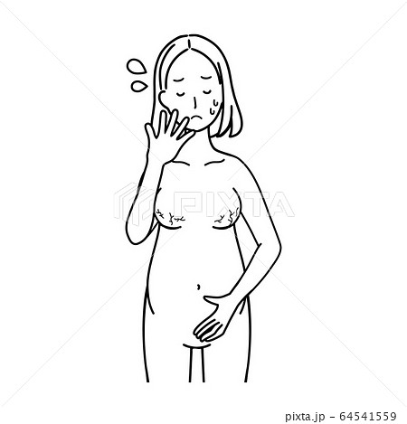 妊娠線にショックを受ける妊婦 妊娠線にショックを受ける妊婦 64541559