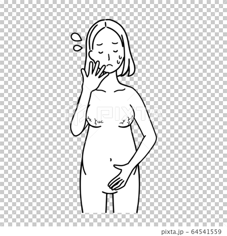 妊娠線にショックを受ける妊婦のイラスト素材