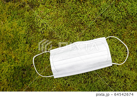 緑の苔の上のマスク 64542674