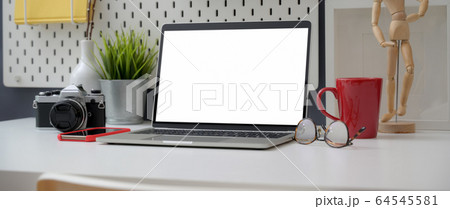 Cropped shot of stylish workspace with mock-up 64545581