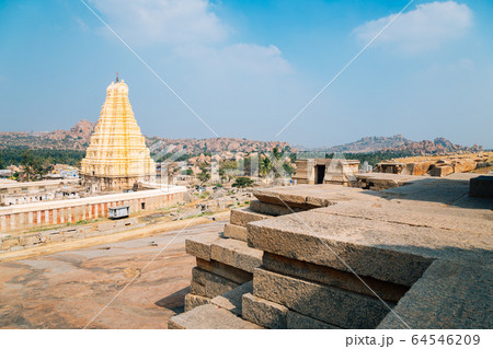 Sri Virupaksha temple from Hemakuta hill in Hampi, India 64546209