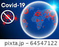 Coronavirus Disease Global Infection and Pandemic Sickness, Covid-19 Coronavirus World Spread for Medical Banner Background 64547122