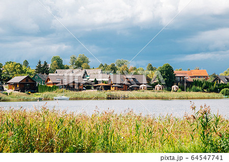 Galve lake and village in Trakai, Lithuania Galve lake and village in Trakai, Lithuania 64547741