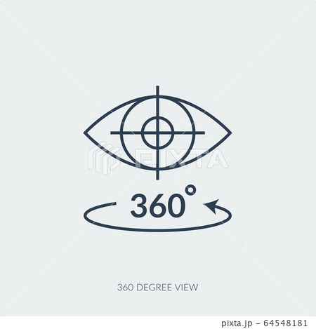 Vector outline icon of virtual reality technology - 360 degree view 64548181