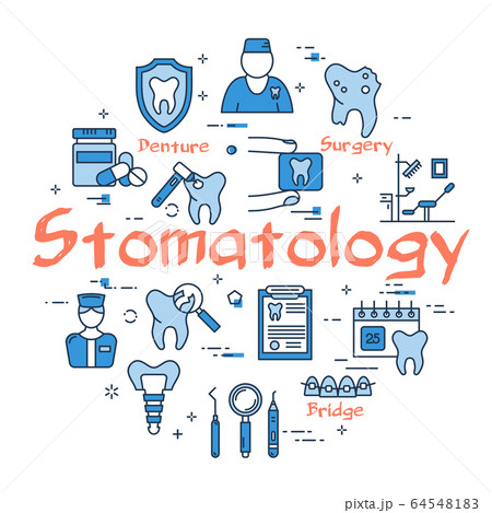 Vector linear round web banner - Stomatology Concept 64548183