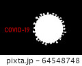 Covid-19 model illustration of white corona virus on black background with red title. drawing 64548748