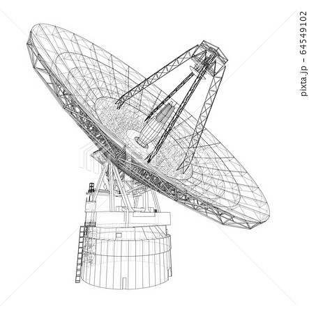 Radio Telescope concept outline. Vector 64549102
