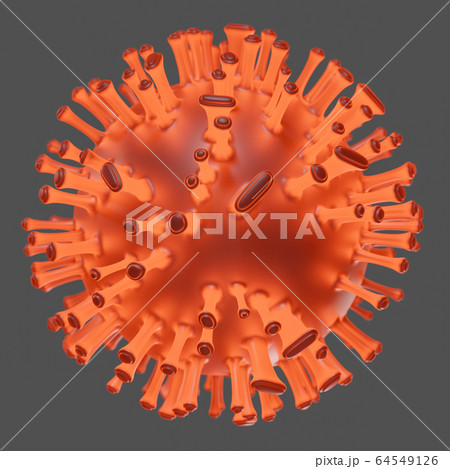 Virus. Abstract red 3d microbe on gray background 64549126