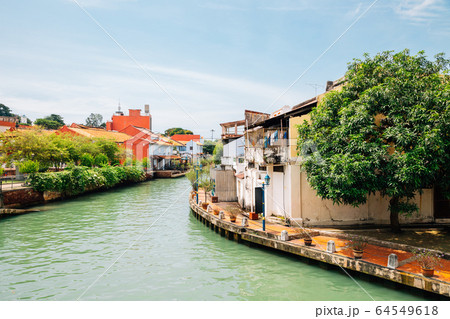 Malacca river town, old buildings and canal in Malaysia Malacca river town, old buildings and canal in Malaysia 64549618
