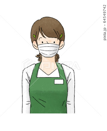 マスクをする女性 店員さん のイラスト素材