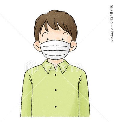 マスクをする男子のイラスト素材
