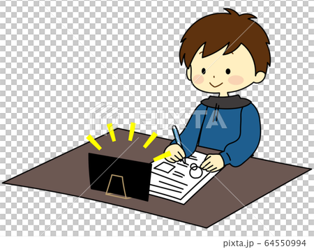 オンラインで勉強する子供 64550994