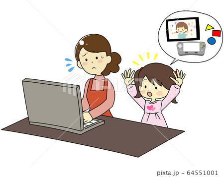 テレワーク中の親と、邪魔する子供 64551001
