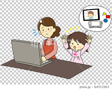 テレワーク中の親と、邪魔する子供 64551001