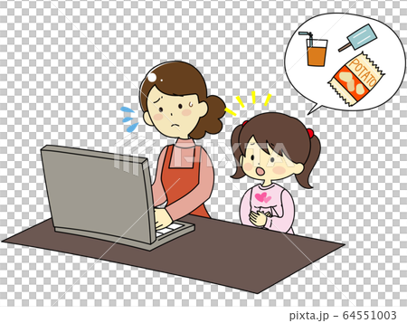 テレワーク中の親と、邪魔する子供 64551003