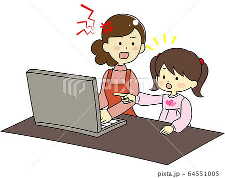 テレワーク中の親と、邪魔する子供 テレワーク中の親と、邪魔する子供 64551005