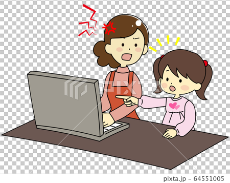 テレワーク中の親と、邪魔する子供 テレワーク中の親と、邪魔する子供 64551005