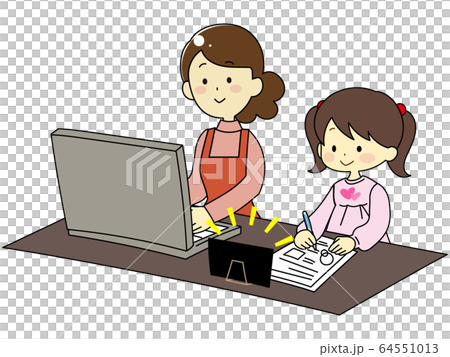 Parents during telework, children studying next to Parents during telework, children studying next to 64551013