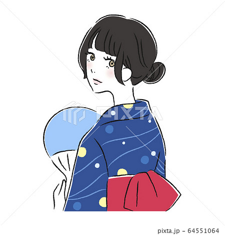 Summer Festival Yukata Woman Stock Illustration