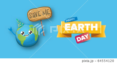 Cartoon earth day horizontal banner with cute earth character holding sign with text SAVE ME isolated on white background. Eath day concept design party poster template with funny kawaii earth globe Cartoon earth day horizontal banner with cute earth character holding sign with text SAVE ME isolated on white background. Eath day concept design party poster template with funny kawaii earth globe 64554120