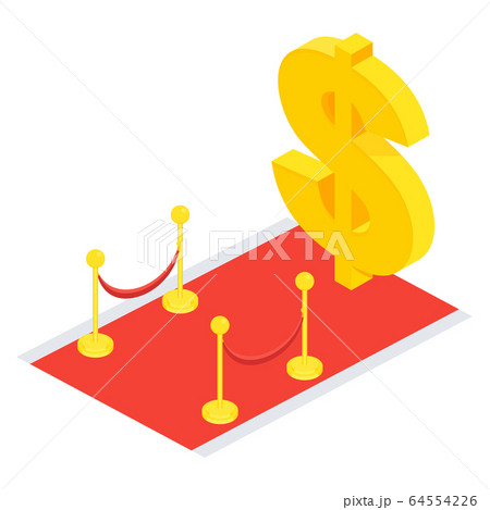 Huge dollar sign on the red carpet. Symbol of recognition Huge dollar sign on the red carpet. Symbol of recognition 64554226