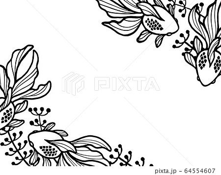 Cut Out Diagonal Frame Of Goldfish And Aquatic Stock Illustration