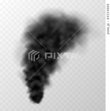 Black smoke isolated on transparent background. Thick dark cloud, huge disaster concept. 64554669
