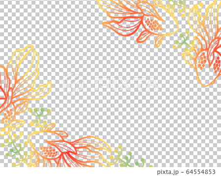 Line drawing illustration of goldfish and aquatic plants Diagonal frame (gradient) Line drawing illustration of goldfish and aquatic plants Diagonal frame (gradient) 64554853