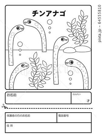 チンアナゴ ぬりえ 応募用紙のイラスト素材