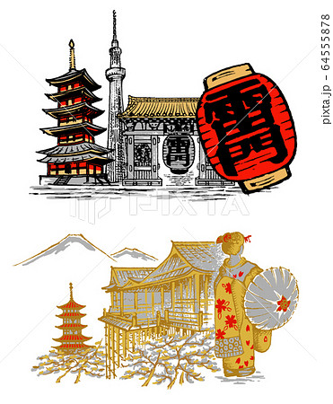 清水寺と雷門 64555878