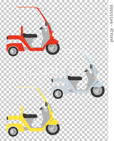 Illustration of a scooter with a roof 3-color set｜Delivery Delivery, Motorcycle, Courier, Transportation｜Vector Data 64555888