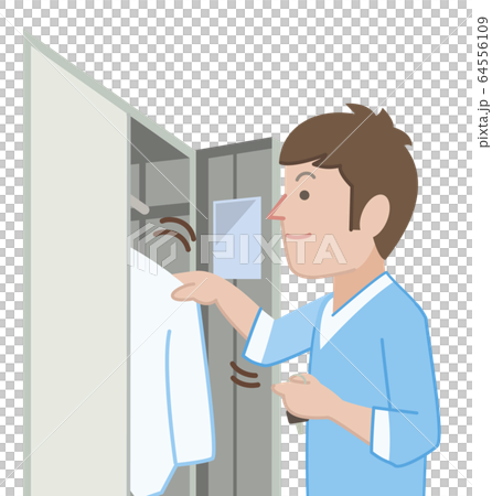 検査着に着替える男性 64556109