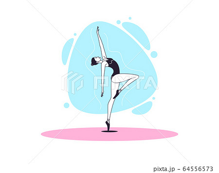 Graceful ballerina woman in outline minimalist Graceful ballerina woman in outline minimalist 64556573