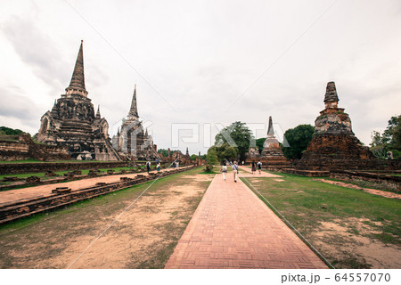 Thailand 's Temple - Old pagoda at Wat Phra Sri Sanphet, Ayutthaya Historical Park, Thailand Thailand 's Temple - Old pagoda at Wat Phra Sri Sanphet, Ayutthaya Historical Park, Thailand 64557070