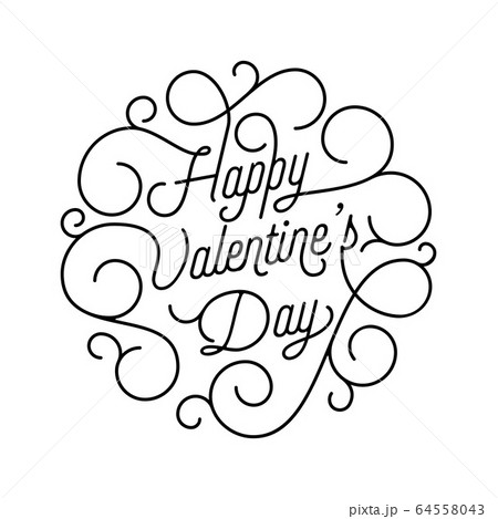 Valentine Day greeting card swash calligraphy text 64558043