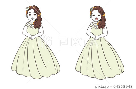 ウェディングドレスがきつい花嫁のイラスト素材