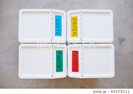 Containers for Waste Sorting Above View Containers for Waste Sorting Above View 64559221