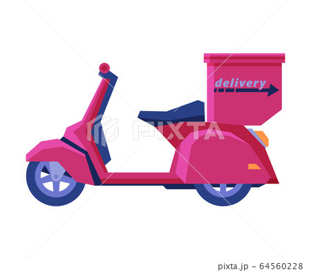 Delivery Scooter, Express Delivery Service Vehicle Flat Vector Illustration Delivery Scooter, Express Delivery Service Vehicle Flat Vector Illustration 64560228