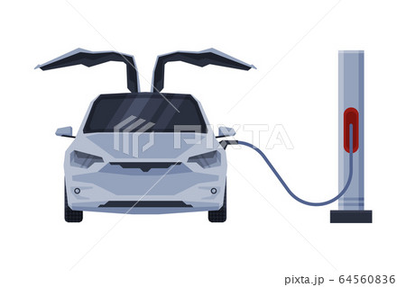 Front View of Car at Fuel Station, Modern Urban City Vehicle Flat Vector Illustration Front View of Car at Fuel Station, Modern Urban City Vehicle Flat Vector Illustration 64560836