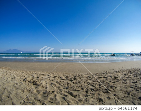 sand beach with sea at the Greece sand beach with sea at the Greece 64561174