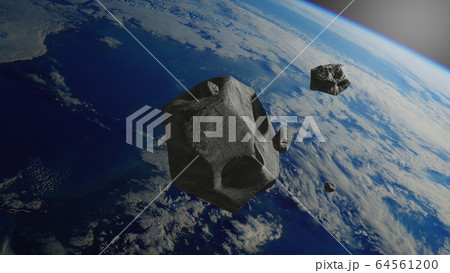 flying asteroid, meteorite isolate 3d - rendering 64561200