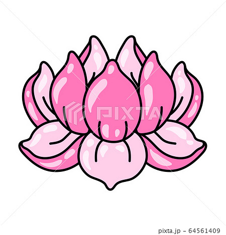 Illustration of lotus flower. Water lily decorative image. 64561409