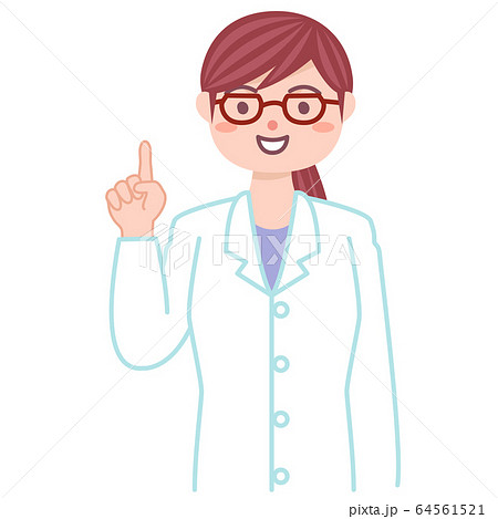 医者　女性　指差し 64561521
