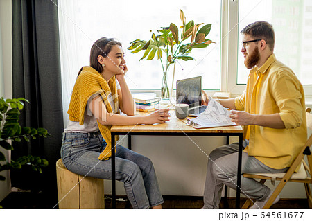 hardworking man work at home 64561677